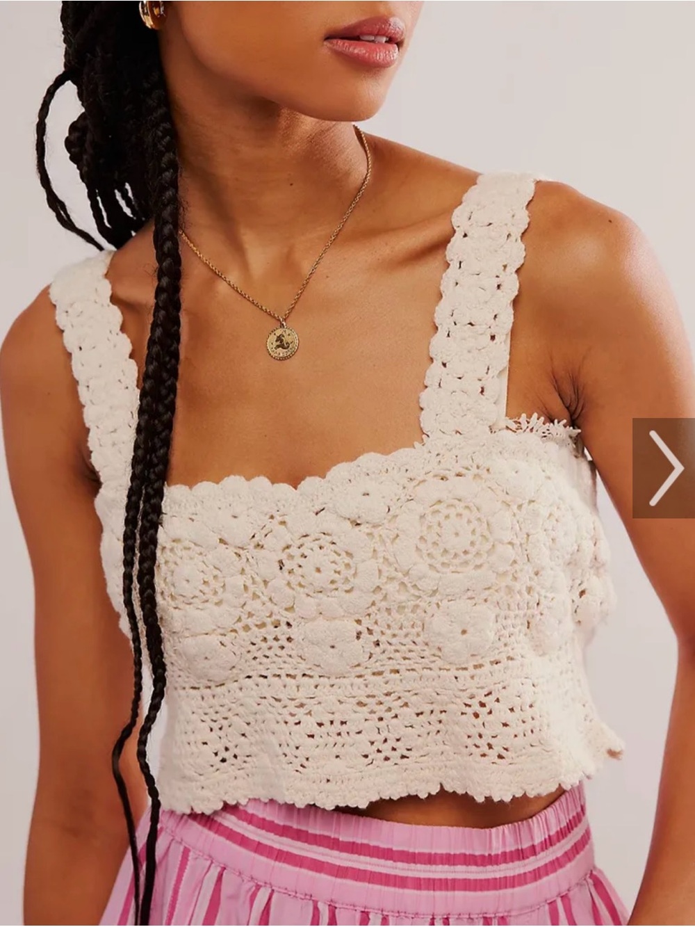 Free People Lost in Your Eyes Crochet Crop Top in Cream